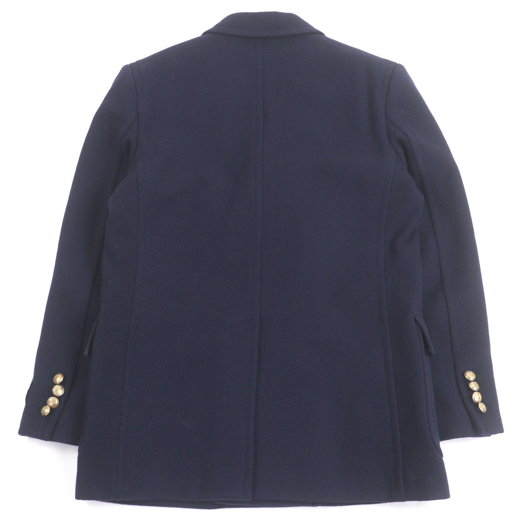 極美品□GUCCI グッチ 715703 ウール100％ エンブレムロゴ金ボタン ダブルブレスト ピーコート チェスターコート 44 イタリア製 正規品