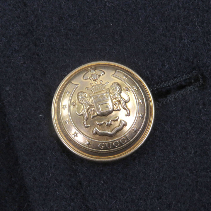 極美品□GUCCI グッチ 715703 ウール100％ エンブレムロゴ金ボタン ダブルブレスト ピーコート チェスターコート 44 イタリア製 正規品