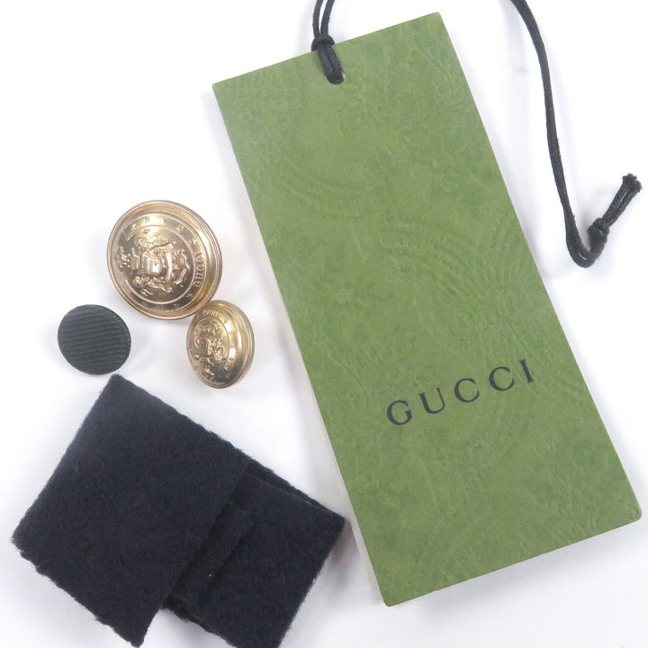 極美品□GUCCI グッチ 715703 ウール100％ エンブレムロゴ金ボタン ダブルブレスト ピーコート チェスターコート 44 イタリア製 正規品