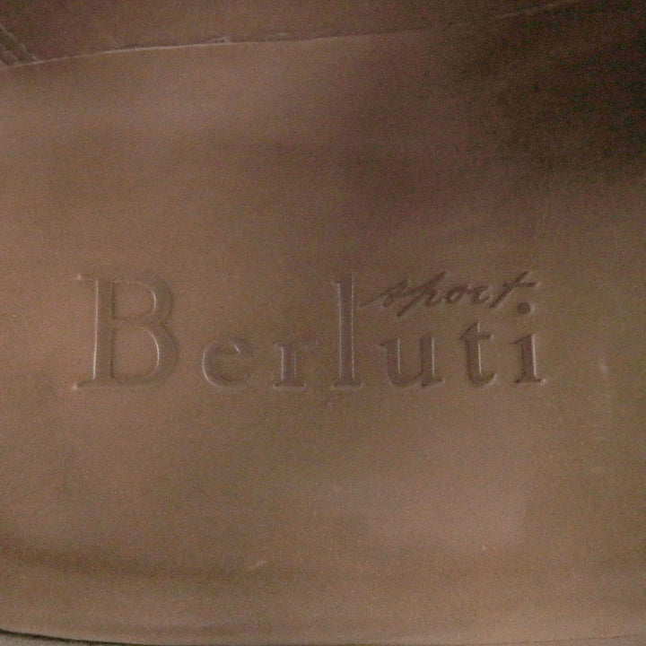 美品□Berluti ベルルッティ レザー オルガ期 ウルティマ パティーヌ スクエアトゥ パンチドキャップトゥ ドレスシューズ ボルドー 8.5