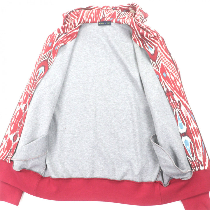 【ドンドン見直し】美品▼ETRO エトロ 総柄 フーデッド ジップアップ パーカー ハーフパンツ セットアップ レッド S/XS 伊製 メンズ