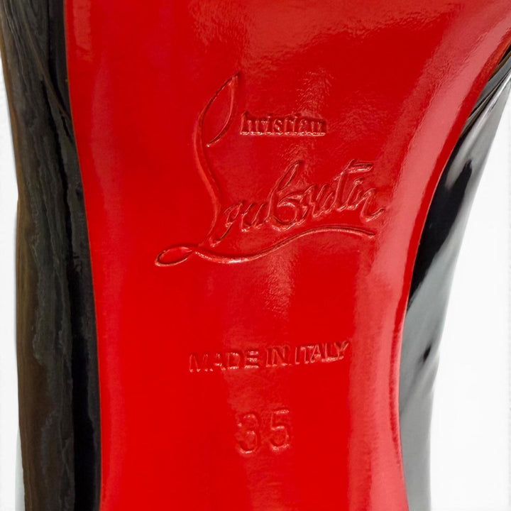 未使用品★Christian Louboutin クリスチャンルブタン PRORATA 90 アーモンドトゥ ピンヒール パテントレザー パンプス 35 箱・保存袋付
