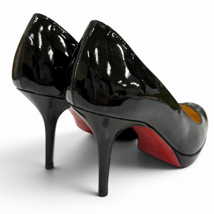 未使用品★Christian Louboutin クリスチャンルブタン PRORATA 90 アーモンドトゥ ピンヒール パテントレザー パンプス 35 箱・保存袋付