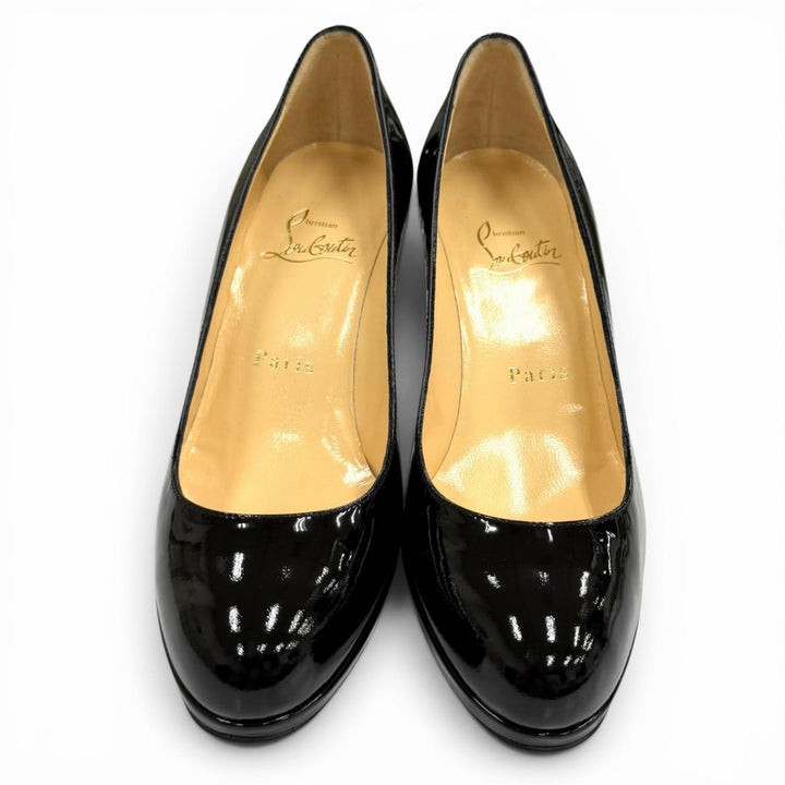 未使用品★Christian Louboutin クリスチャンルブタン PRORATA 90 アーモンドトゥ ピンヒール パテントレザー パンプス 35 箱・保存袋付