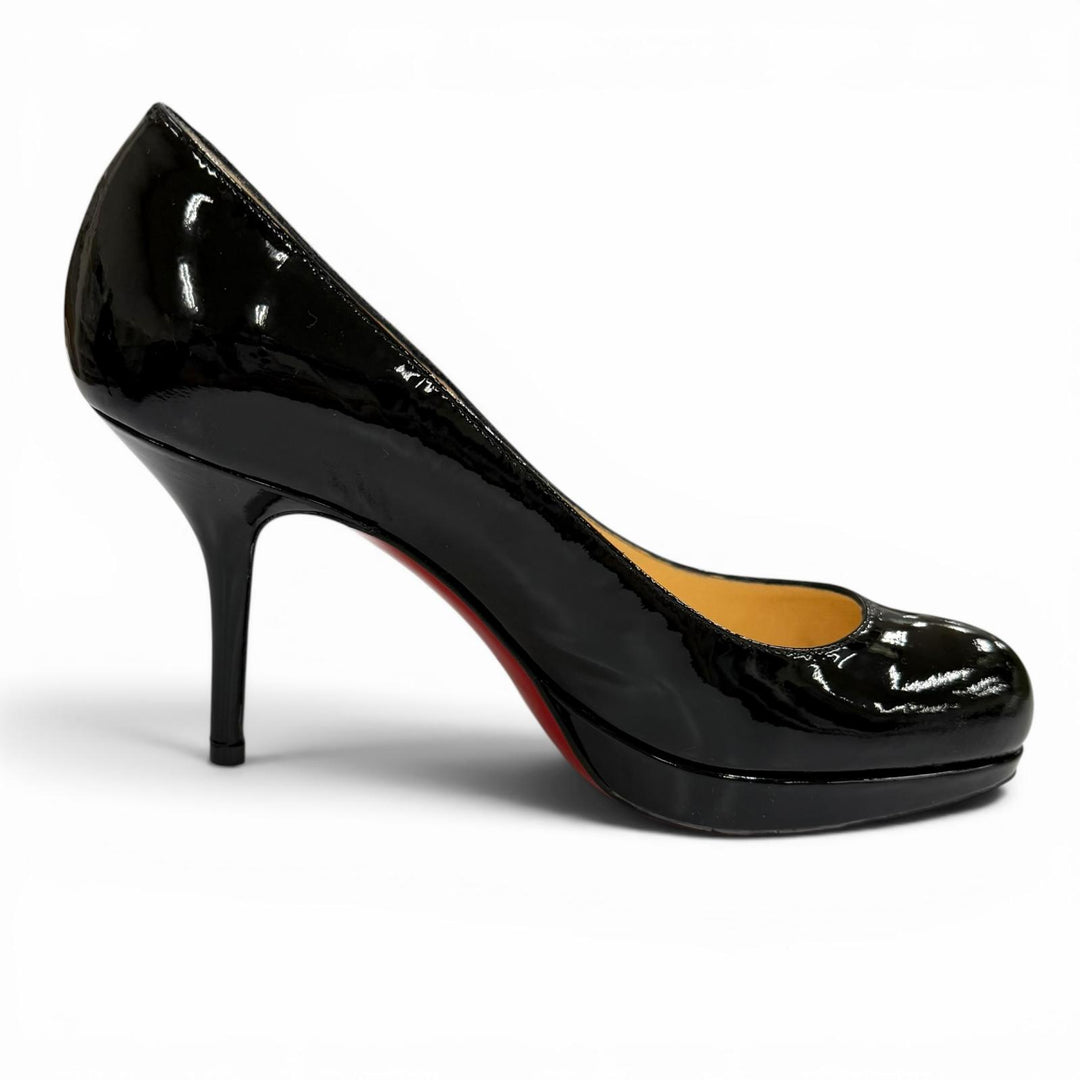 未使用品★Christian Louboutin クリスチャンルブタン PRORATA 90 アーモンドトゥ ピンヒール パテントレザー パンプス 35 箱・保存袋付