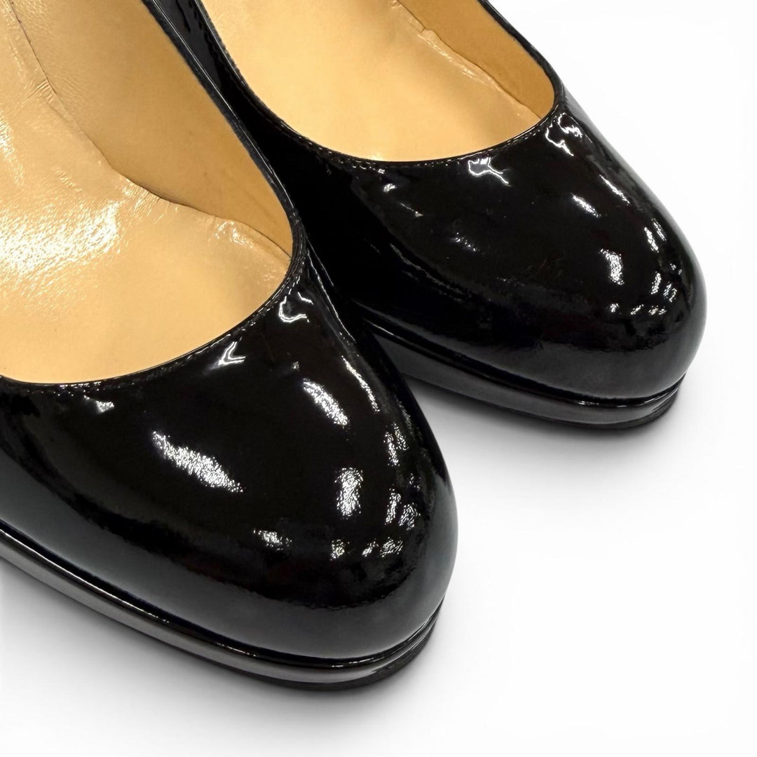未使用品★Christian Louboutin クリスチャンルブタン PRORATA 90 アーモンドトゥ ピンヒール パテントレザー パンプス 35 箱・保存袋付