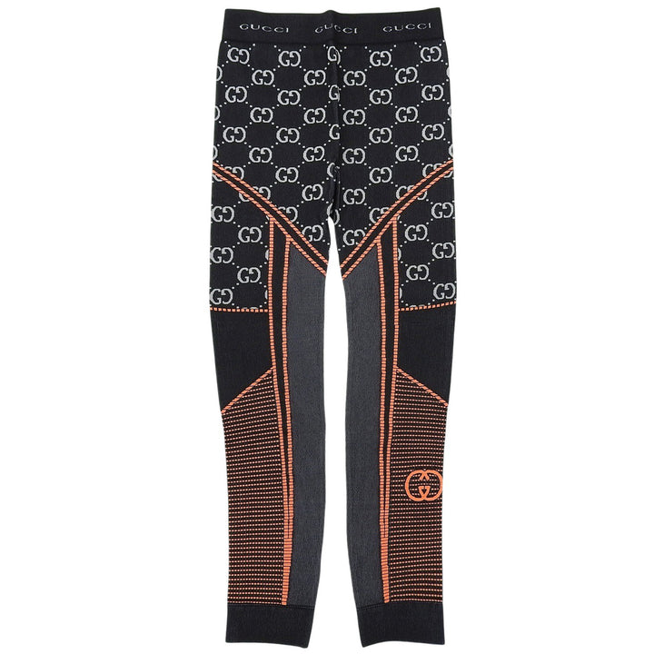未使用品▲GUCCI グッチ 689203 GGジャカード ジャージー スパッツ ジョギングパンツ ブラック オレンジ M イタリア製 正規品 レディース