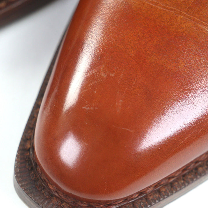 美品▼Santoni サントーニ リミテッドエディション プレーントゥ レースアップ レザーシューズ ブラウン 7.5 メンズ ビジネスオススメ◎