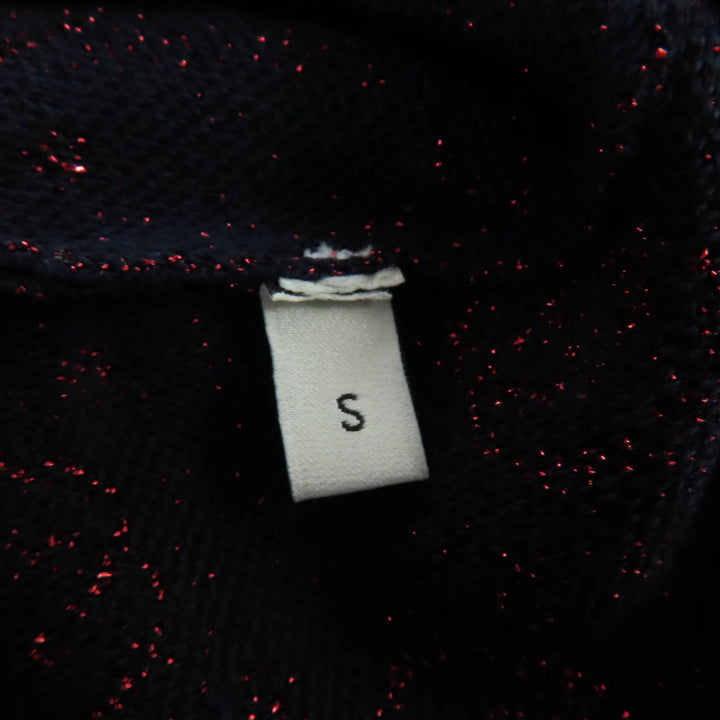 極美品☆GUCCI グッチ 605923 ウール ラメジャガード GG柄 ロング丈 ニット スカート ネイビー レッド S イタリア製 正規品 レディース