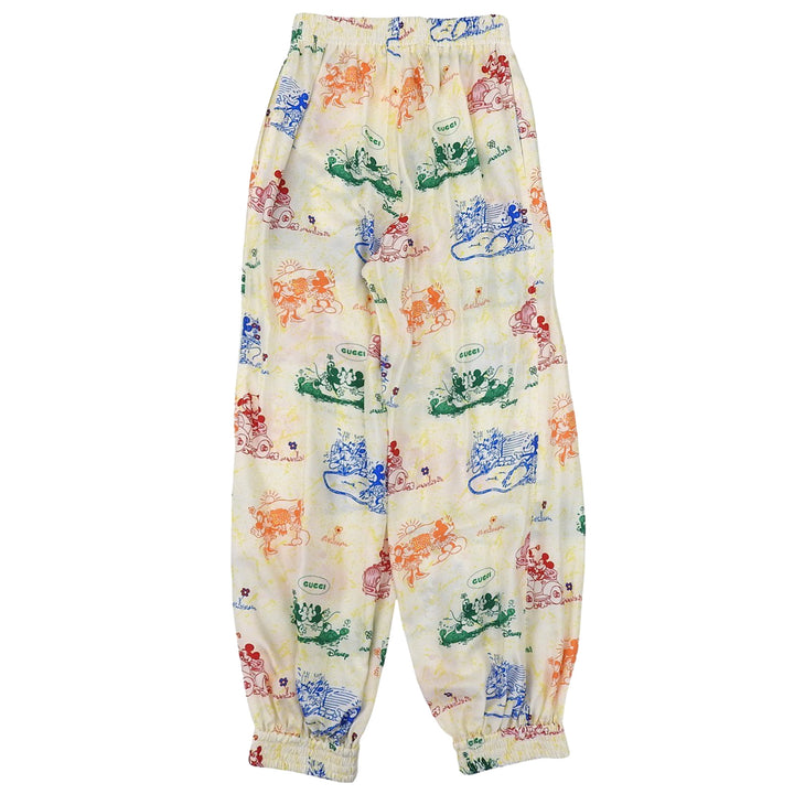 未使用品▲GUCCI×Disney グッチ×ディズニー 596965 シルク100％ 総柄 ジョガーパンツ マルチカラー 36 イタリア製 正規品 レディース