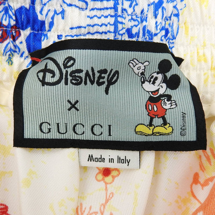 未使用品▲GUCCI×Disney グッチ×ディズニー 596965 シルク100％ 総柄 ジョガーパンツ マルチカラー 36 イタリア製 正規品 レディース
