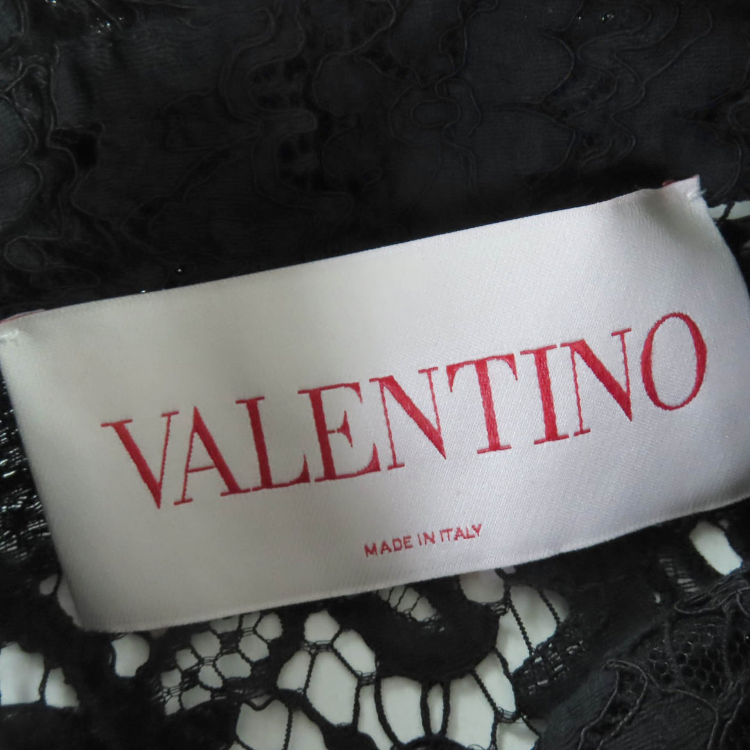 極美品☆VALENTINO ヴァレンティノ 2022年製 1B3VA050360 リボンタイ付 レース ワンピース ブラック 38 イタリア製 正規品 レディース