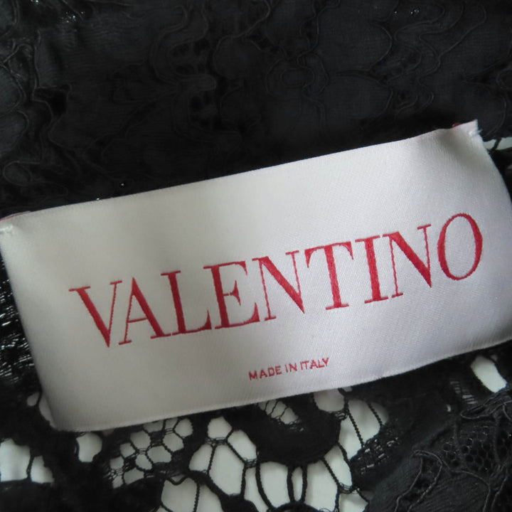 極美品☆VALENTINO ヴァレンティノ 2022年製 1B3VA050360 リボンタイ付 レース ワンピース ブラック 38 イタリア製 正規品 レディース
