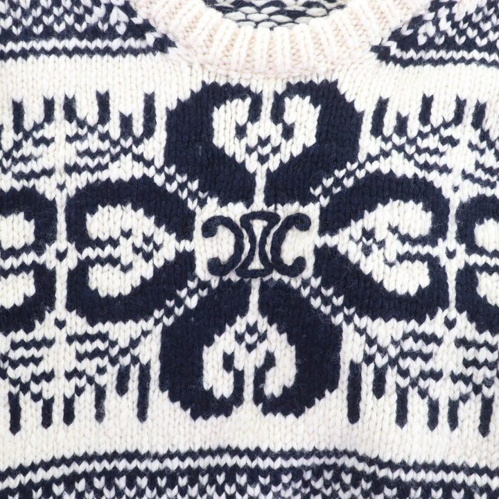極美品★CELINE セリーヌ 24-25AW 2ADLR888Z01MA カシミヤ混 トリオンフ刺繍 クルーネック 長袖 ニット S 正規品 定価341000円