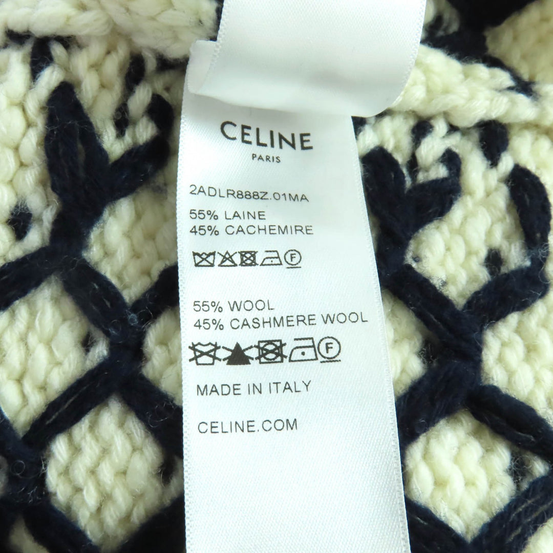 極美品★CELINE セリーヌ 24-25AW 2ADLR888Z01MA カシミヤ混 トリオンフ刺繍 クルーネック 長袖 ニット S 正規品 定価341000円