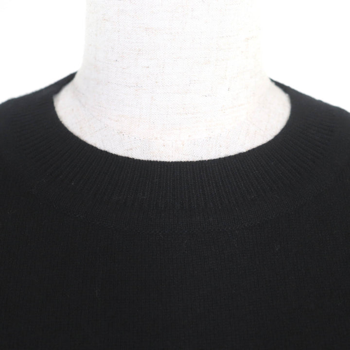 極美品◇HERMES エルメス カシミヤ100％ シルバー金具 Hリフト金具付き ショートスリーブ 半袖ニット 黒 36 英国製 正規品 レディース