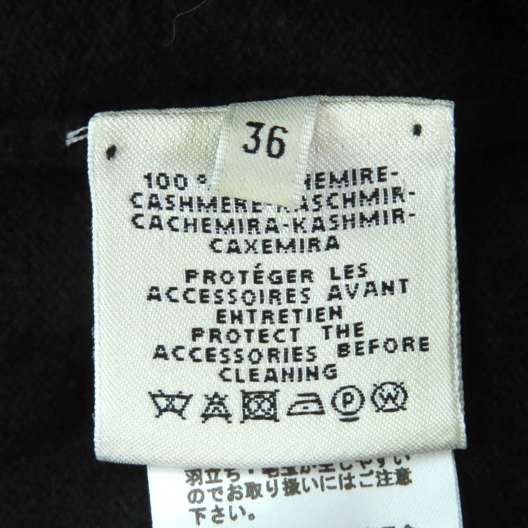 極美品◇HERMES エルメス カシミヤ100％ シルバー金具 Hリフト金具付き ショートスリーブ 半袖ニット 黒 36 英国製 正規品 レディース