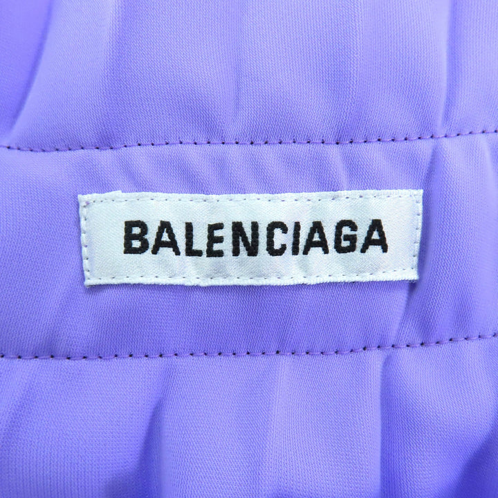 極美品◇BALENCIAGA バレンシアガ 529757 アシンメトリー バックロゴ カットオフ プリーツスカート パープル 34 伊製 正規品 レディース