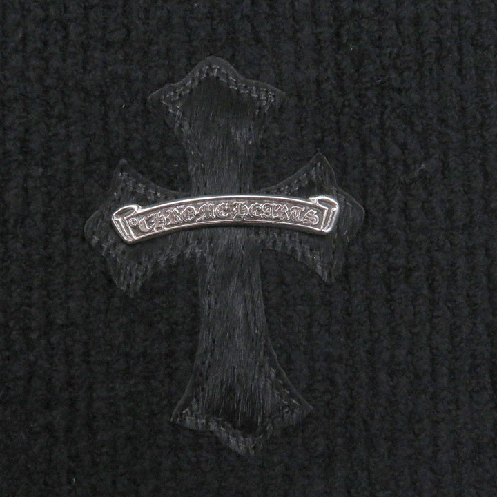 美品□CHROME HEARTS クロムハーツ TAKE THE CANNOLI ハラコクロスパッチ ハイネックニット セーター ブラック MED/LRG USA製 正規品　
