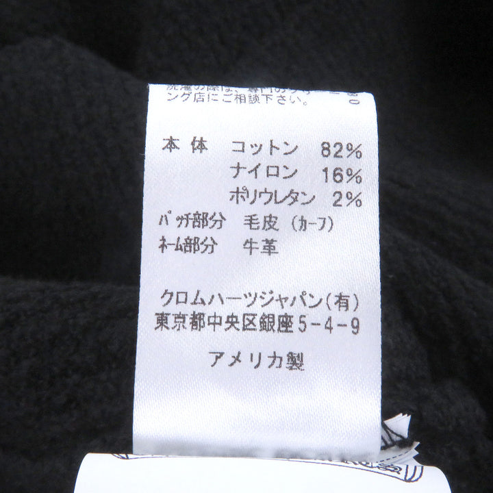 美品□CHROME HEARTS クロムハーツ TAKE THE CANNOLI ハラコクロスパッチ ハイネックニット セーター ブラック MED/LRG USA製 正規品　