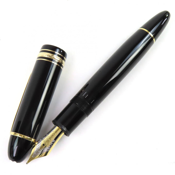 美品△MONTBLANC モンブラン マイスターシュテュック 149 Pix ペン先18K Mニブ 万年筆 ブラック ゴールド 箱・ケース付 ドイツ製 メンズ