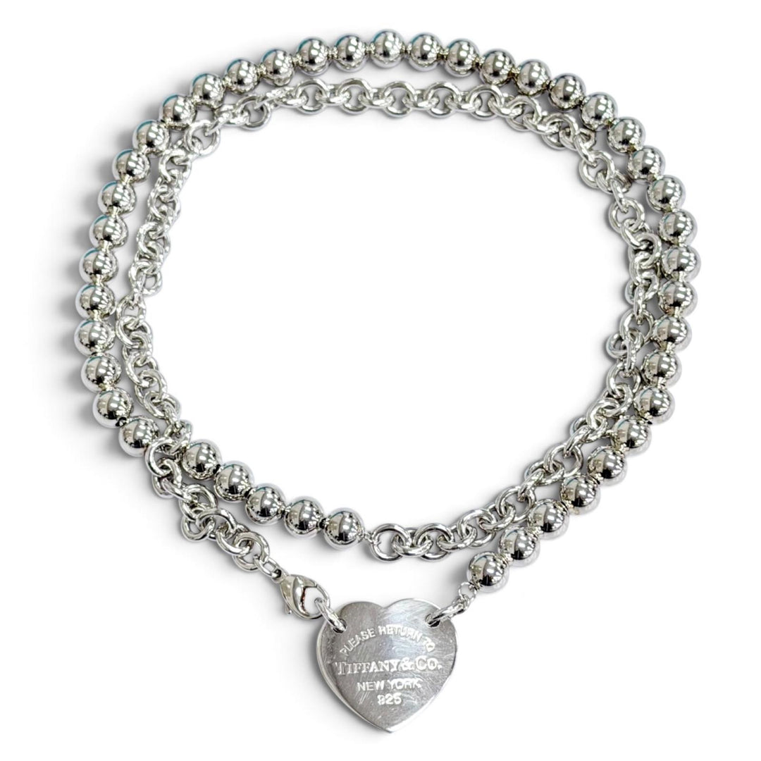 美品△TIFFANY&amp;Co. ティファニー リターントゥティファニー ハードウェア ハート タグ ラップ ロング ネックレス 2連可 AG925 重量95.7g