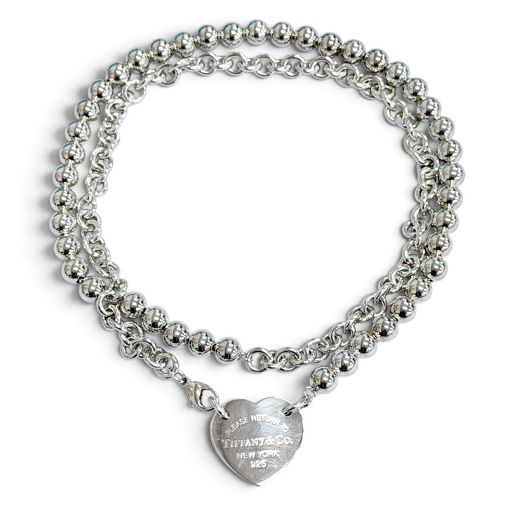 美品△TIFFANY&amp;Co. ティファニー リターントゥティファニー ハードウェア ハート タグ ラップ ロング ネックレス 2連可 AG925 重量95.7g