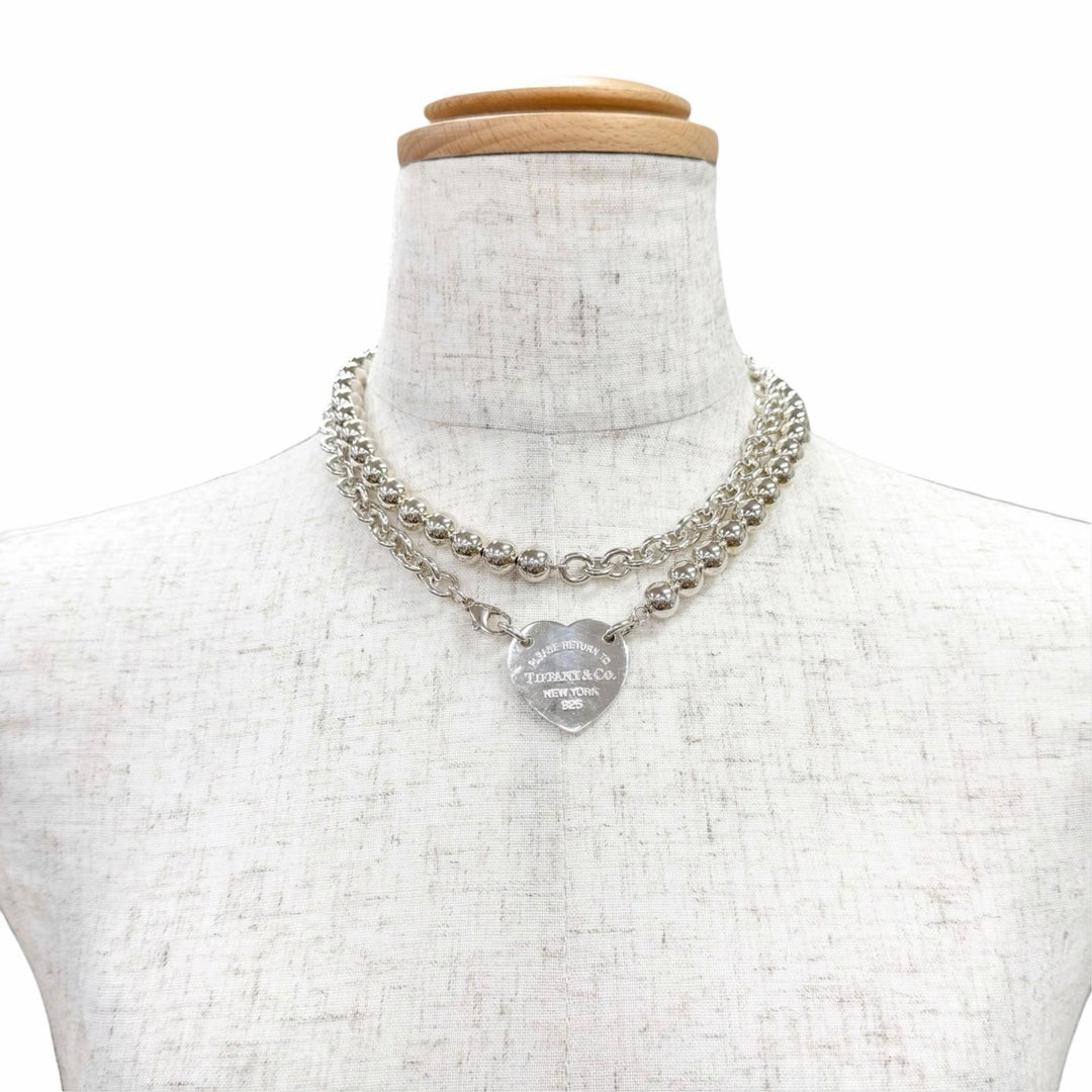 美品△TIFFANY&amp;Co. ティファニー リターントゥティファニー ハードウェア ハート タグ ラップ ロング ネックレス 2連可 AG925 重量95.7g