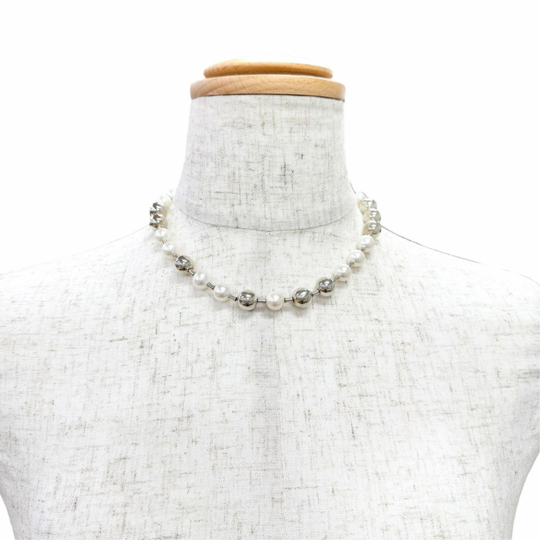 極美品△TIFFANY&amp;Co. ティファニー ハードウェア フレッシュウォーター パールボール ネックレス チョーカー AG925 重量51.2g 箱付き