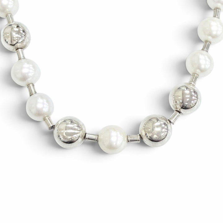 極美品△TIFFANY&amp;Co. ティファニー ハードウェア フレッシュウォーター パールボール ネックレス チョーカー AG925 重量51.2g 箱付き