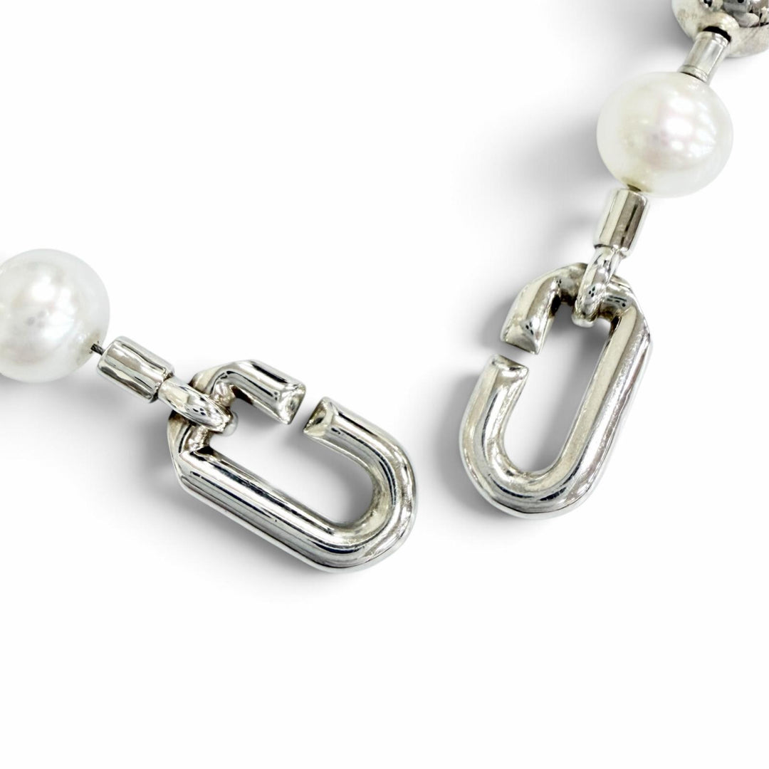 極美品△TIFFANY&amp;Co. ティファニー ハードウェア フレッシュウォーター パールボール ネックレス チョーカー AG925 重量51.2g 箱付き