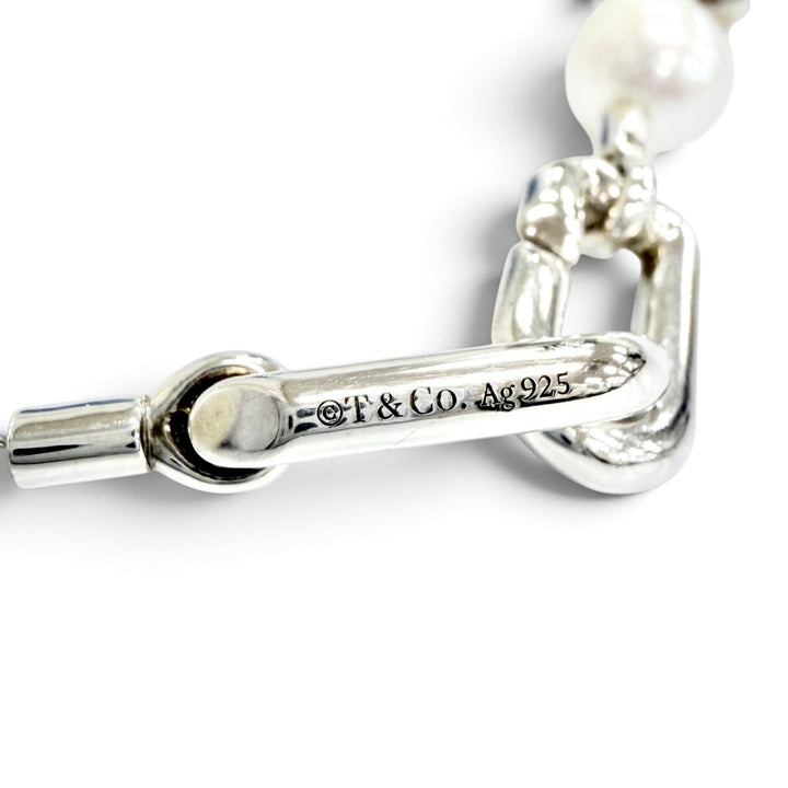 極美品△TIFFANY&amp;Co. ティファニー ハードウェア フレッシュウォーター パールボール ネックレス チョーカー AG925 重量51.2g 箱付き