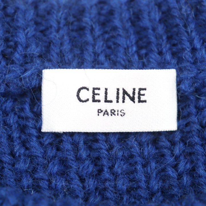 極美品○CELINE セリーヌ 22AW 2AA80628S ウール100% ロゴ刺繍 フェアアイル クルーネック ニット セーター XL イタリア製 正規品 メンズ