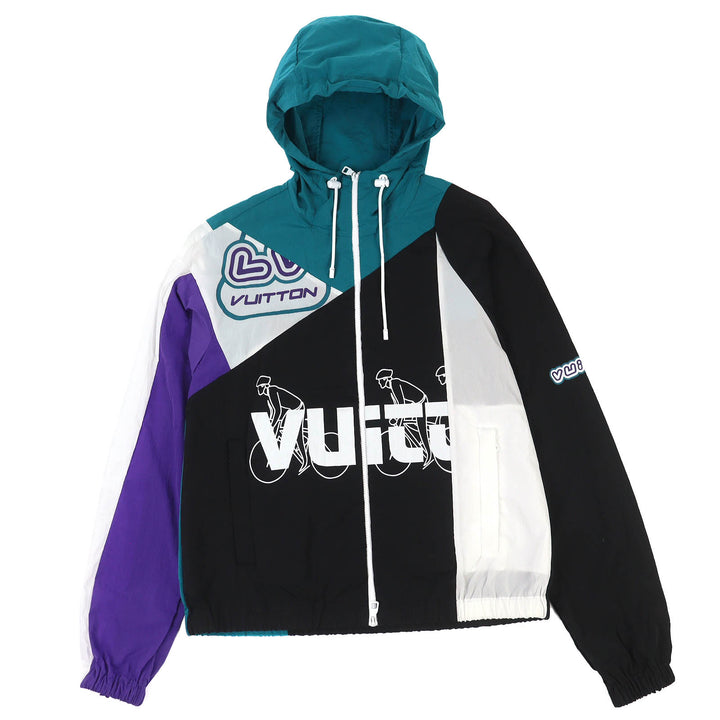 美品△LOUIS VUITTON ルイヴィトン 1AAHF6 パッチワークロゴ ライトウィンドブレーカー ナイロンジャケット マルチカラー 44 伊製 正規品