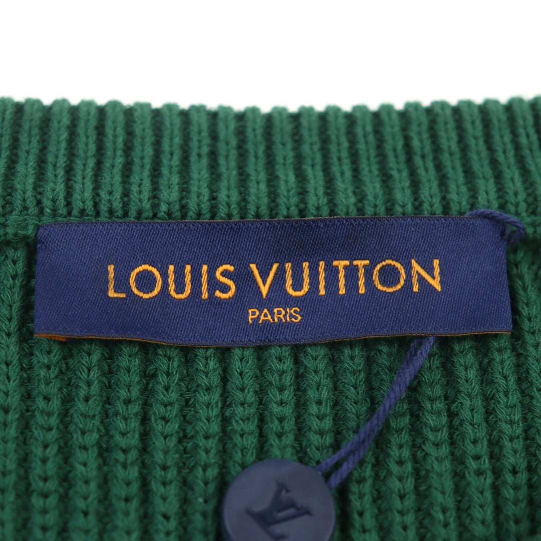 未使用品○LOUIS VUITTON ルイヴィトン 2021年製 HKN67W ロゴ刺繍 ラスタカラー クルーネック ブロックニット セーター L 正規品 メンズ