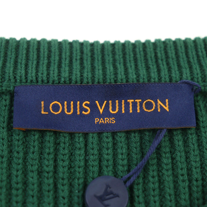 未使用品○LOUIS VUITTON ルイヴィトン 2021年製 HKN67W ロゴ刺繍 ラスタカラー クルーネック ブロックニット セーター L 正規品 メンズ