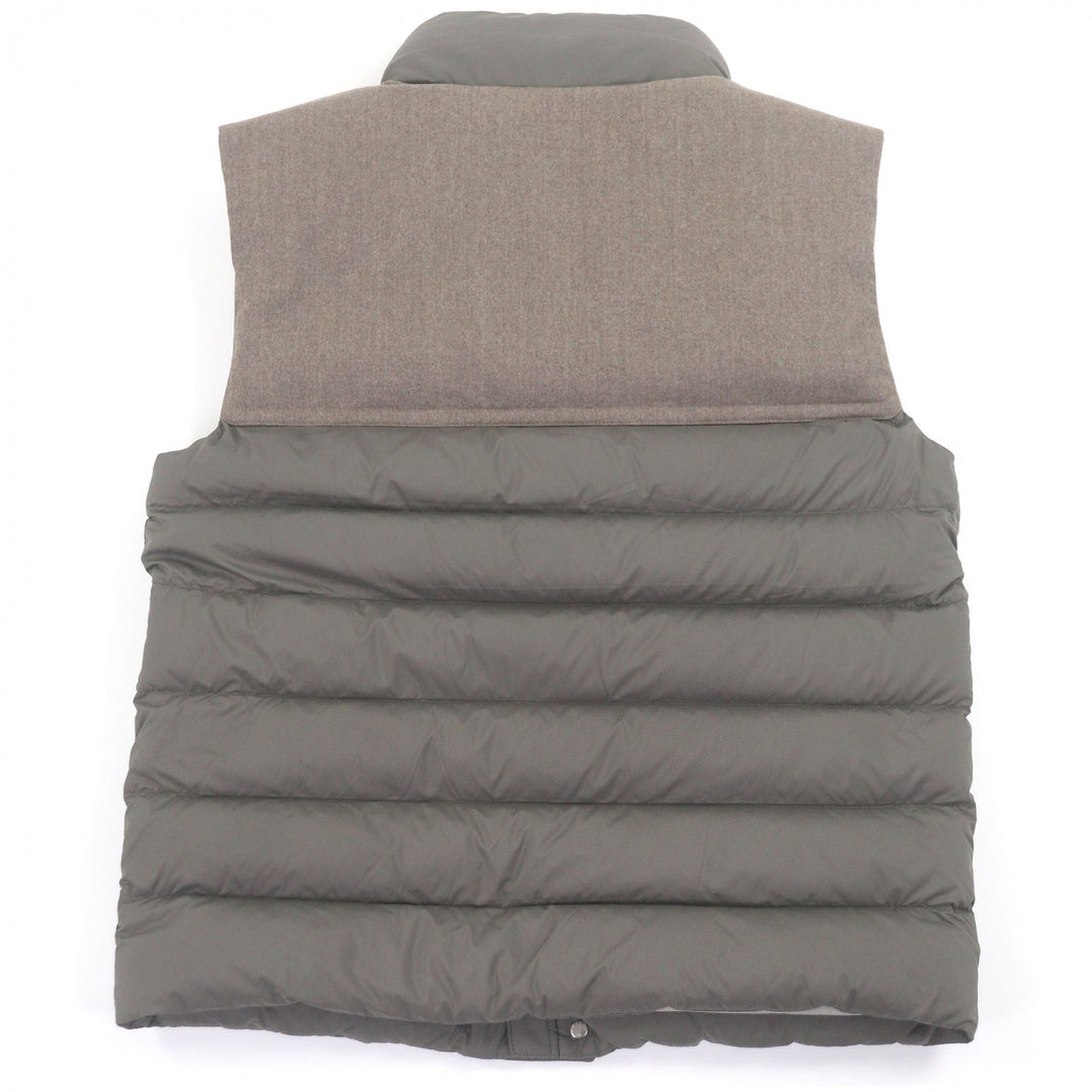 極美品□MONCLER モンクレール 23AW RANCE GIUBBOTTO ロゴワッペン 素材切替 ダウンベスト ジレ カーキ ブラウン 1 正規品 メンズ