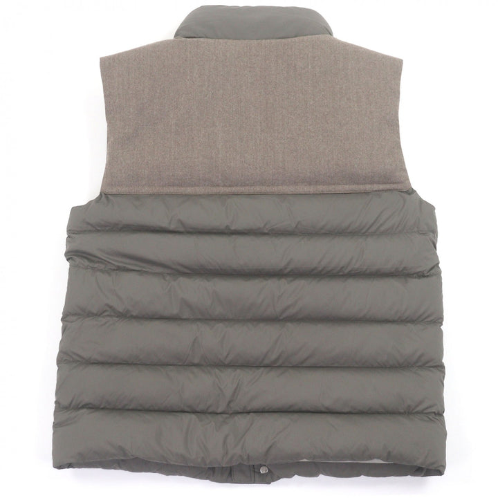 極美品□MONCLER モンクレール 23AW RANCE GIUBBOTTO ロゴワッペン 素材切替 ダウンベスト ジレ カーキ ブラウン 1 正規品 メンズ