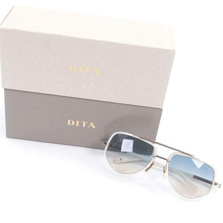 極美品□DITA ディータ DTS463 MACH-X ツーブリッジ サングラス ホワイト ピンクゴールド グラデーションレンズ 55□20-127 日本製　