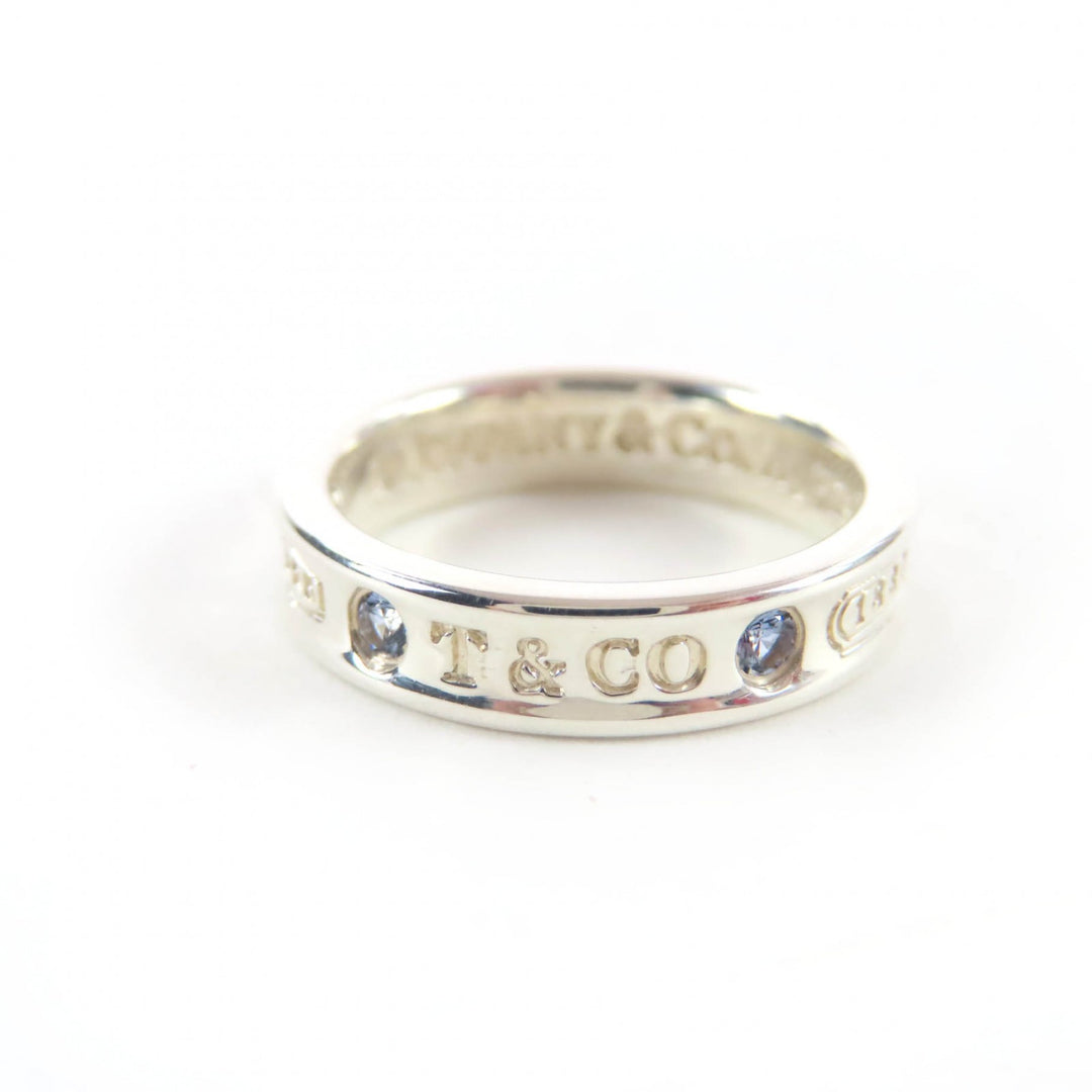 極美品☆TIFFANY&amp;Co. ティファニー 1837 ナロー リング AG925 2Pサファイア 現行品 シルバー JP7号相当 重量3.6g 定価116600円