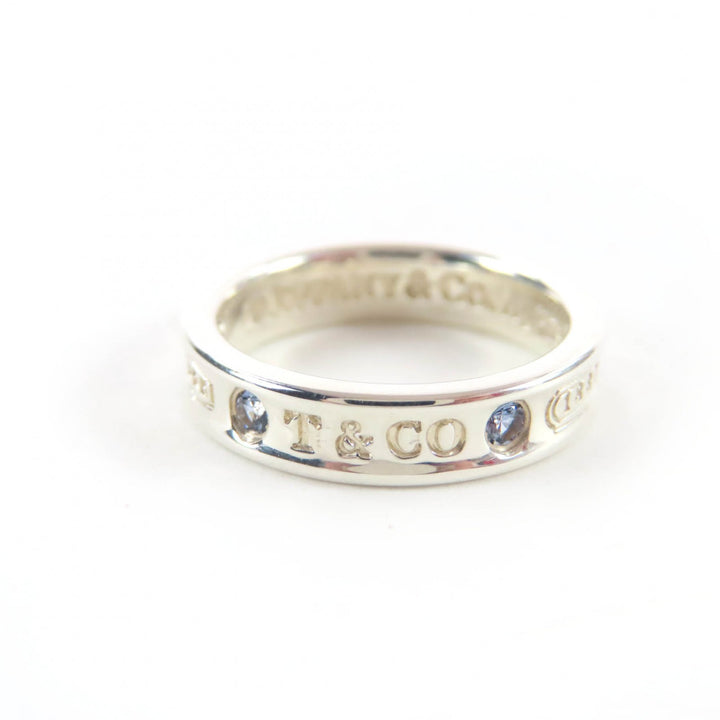 極美品☆TIFFANY&amp;Co. ティファニー 1837 ナロー リング AG925 2Pサファイア 現行品 シルバー JP7号相当 重量3.6g 定価116600円