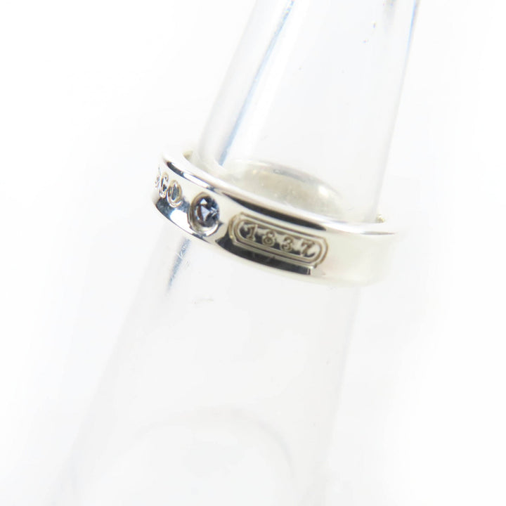 極美品☆TIFFANY&amp;Co. ティファニー 1837 ナロー リング AG925 2Pサファイア 現行品 シルバー JP7号相当 重量3.6g 定価116600円
