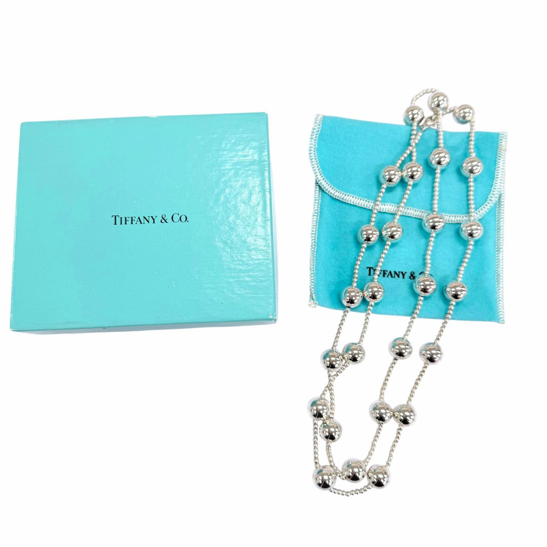 美品☆TIFFANY&amp;Co. ティファニー ハードウェア ボールチェーン ネックレス アクセサリー 925 シルバー 重量52.6g レディース 箱・保袋付