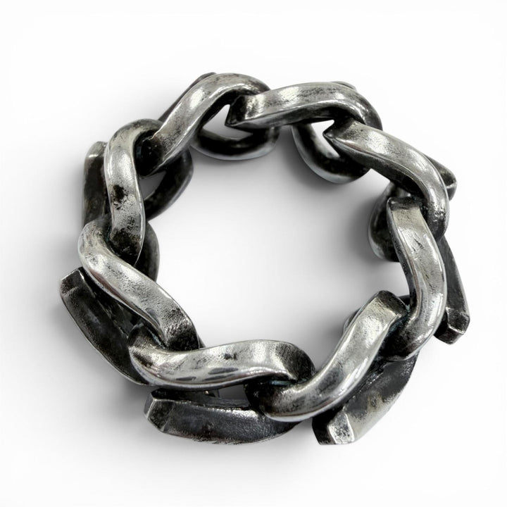 美品☆TIFFANY&amp;Co. ティファニー フォージ リンク リング AG925 現行品 いぶし仕上げ シルバー 50 JP10号相当 重量12.08g 定価123200円