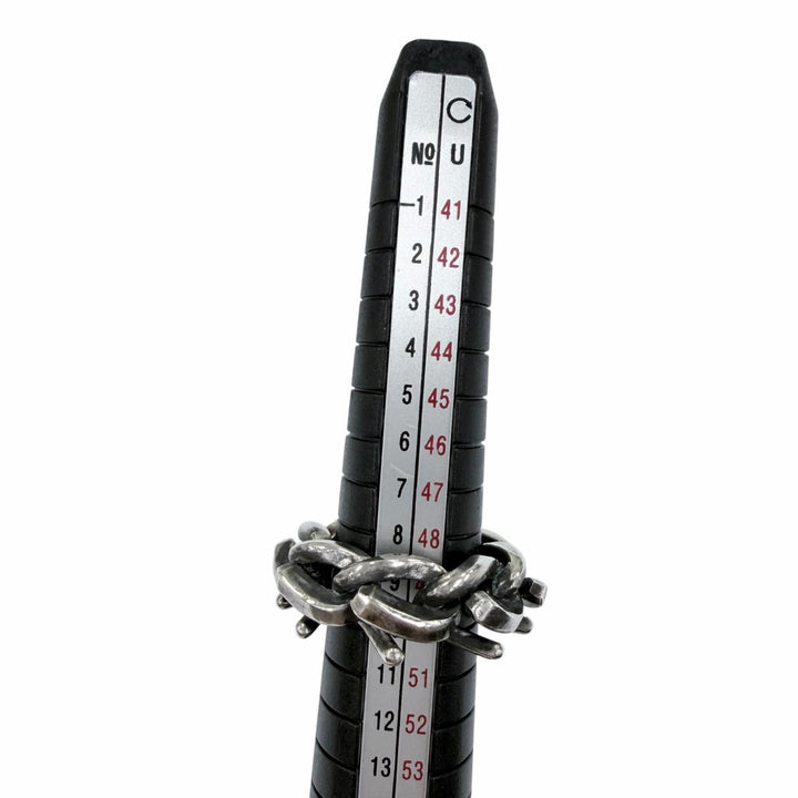 美品☆TIFFANY&amp;Co. ティファニー フォージ リンク リング AG925 現行品 いぶし仕上げ シルバー 50 JP10号相当 重量12.08g 定価123200円