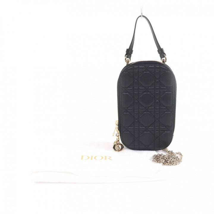 美品★クリスチャンディオール S0872ONMJ Lady Dior Callin Dior フォンホルダー ラムスキン カナージュ フォンポーチ 定価195000円