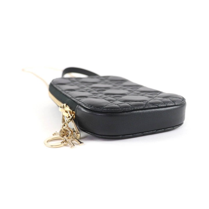 美品★クリスチャンディオール S0872ONMJ Lady Dior Callin Dior フォンホルダー ラムスキン カナージュ フォンポーチ 定価195000円