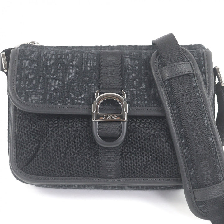 未使用品□DIOR ディオール オム 2ESWS006YKY キャンバス レザー Dior 8バックル オブリーク 総柄 ショルダーバッグ ブラック イタリア製
