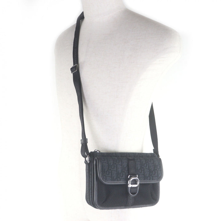 未使用品□DIOR ディオール オム 2ESWS006YKY キャンバス レザー Dior 8バックル オブリーク 総柄 ショルダーバッグ ブラック イタリア製