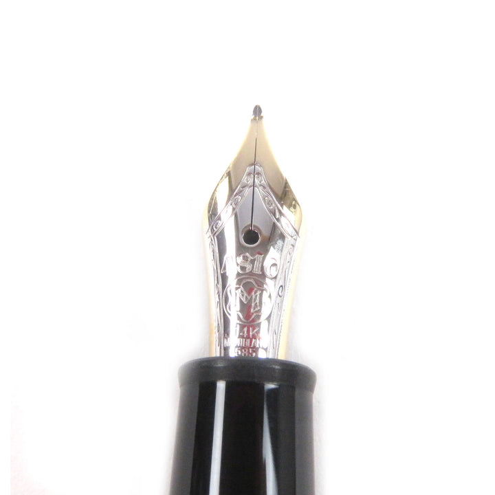 美品□MONTBLANC モンブラン マイスターシュテュック 145 Pix クラシック プラチナライン 14K Fニブ キャップ式 万年筆 ドイツ製